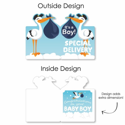 Big Dot of Happiness Boy Special Delivery Congratulations Giant Greeting Card Jumborific Card Perspective: left