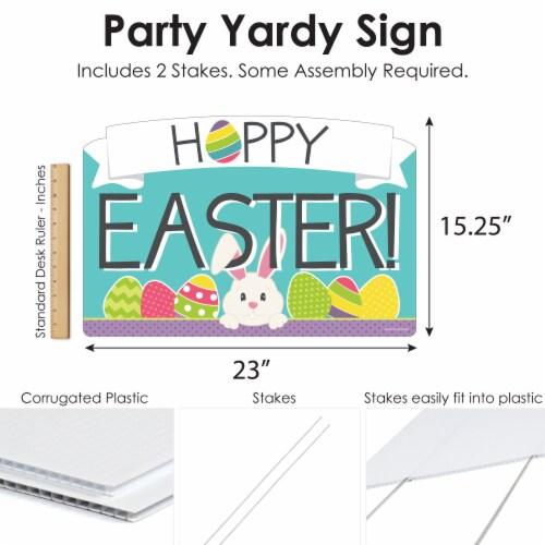 Big Dot of Happiness Hippity Hoppity Easter Bunny Party Yard Sign Lawn Decor Party Yardy Sign Perspective: left