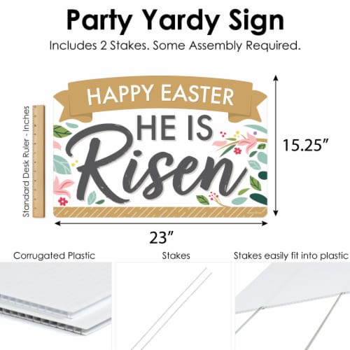 Big Dot of Happiness Religious Easter Lawn Decor Happy Easter He is Risen Party Yardy Sign Perspective: left