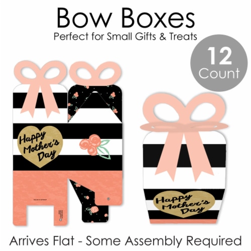 Big Dot of Happiness Best Mom Ever Square Favor Gift Boxes Mother's Day Party Bow Boxes 12 Ct Perspective: left