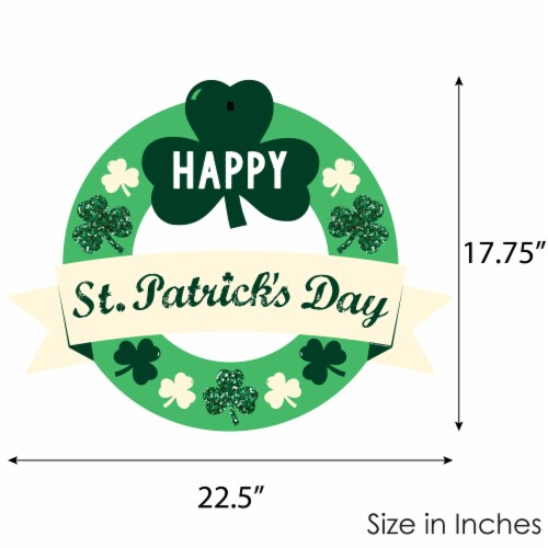 Big Dot of Happiness St. Patrick's Day - Saint Patty's Day Party Decor - Front Door Wreath Perspective: left