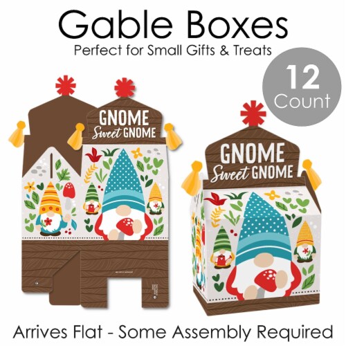 Big Dot of Happiness Garden Gnomes Treat Box Party Favors Forest Gnome Gable Boxes 12 Ct, 12