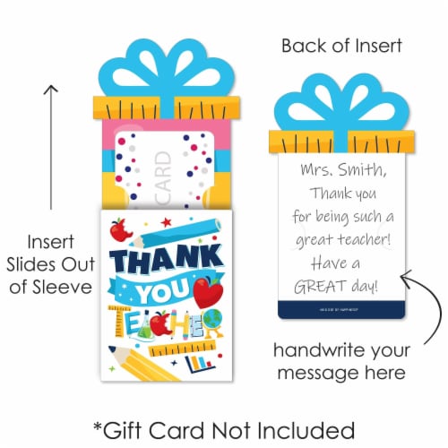 Big Dot of Happiness Thank You Teachers - Appreciation Money & Nifty Gifty Card Holders 8 Ct Perspective: left