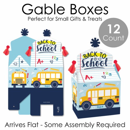 Big Dot of Happiness Back to School Treat Party Favors First Day of School Gable Boxes 12 Ct Perspective: left