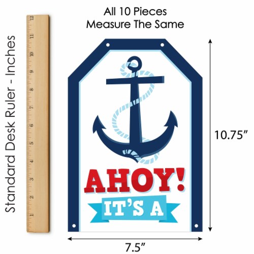 Big Dot of Happiness Ahoy It's a Boy - Hanging Vertical Paper Banners - Indoor Door Decor Perspective: left