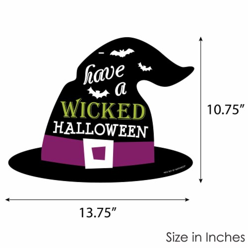 Big Dot of Happiness Happy Halloween - Hanging Witch Party Outdoor Front Door Decor 1 Pc Sign Perspective: left