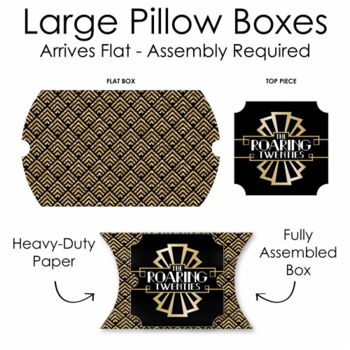Big Dot of Happiness Roaring 20’s - 1920s Art Deco Jazz Party Large Pillow Boxes - Set of 12 Perspective: left