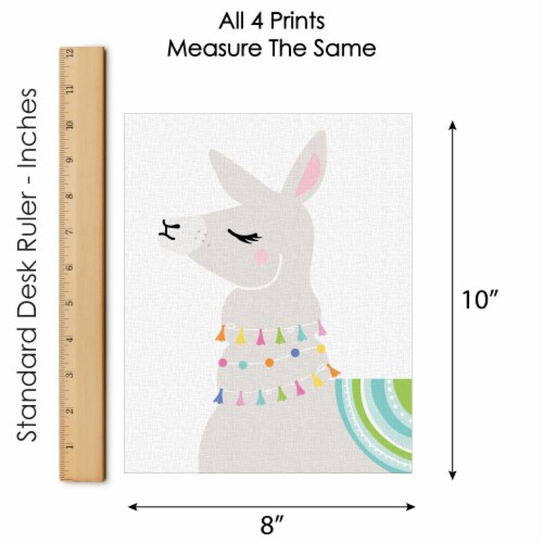 Big Dot of Happiness Whole Llama Fun Unframed Llama Linen Paper Wall Art 4 Ct Artisms 8 x 10 Perspective: left