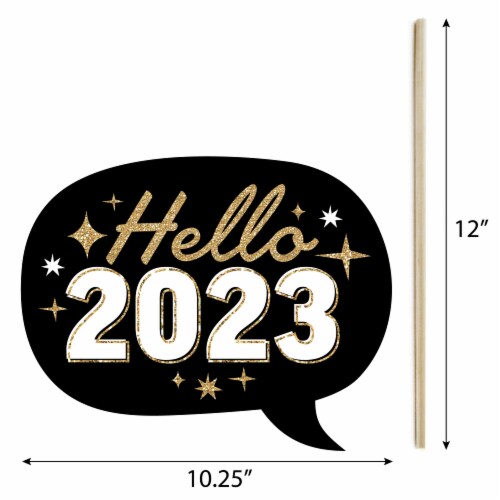 Big Dot of Happiness Hello New Year - 2023 NYE Party Photo Booth Props Kit - 20 Count Perspective: left