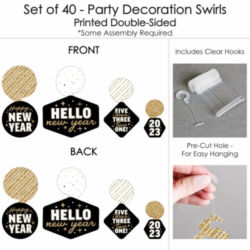 Big Dot of Happiness Hello New Year - 2023 NYE Party Hanging Decor - Party Decor Swirls 40 Ct Perspective: left