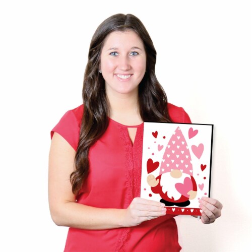 Big Dot of Happiness Valentine Gnomes -Valentine's Day Wall Art - 7.5 x 10 inches - Set of 3 Perspective: left