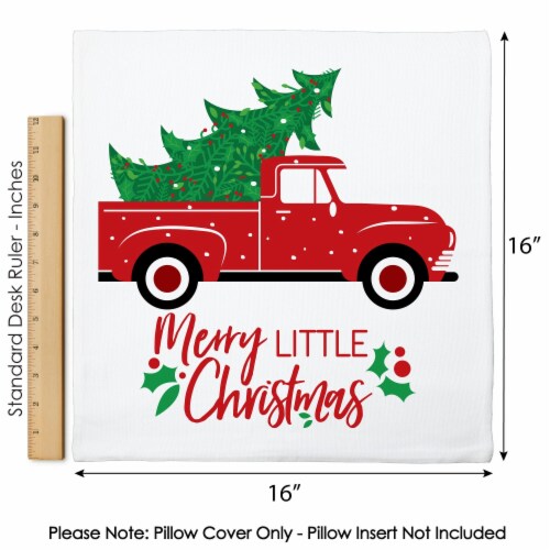 Big Dot of Happiness Merry Little Christmas Tree - Cushion Case Throw Pillow Cover 16 x 16 In Perspective: left