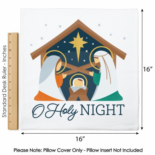 Big Dot of Happiness Holy Nativity Christmas Decor Cushion Case Throw Pillow Cover 16 x 16 In Perspective: left