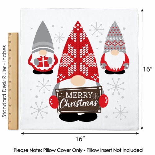 Big Dot of Happiness Christmas Gnomes Decorative Cushion Case - Throw Pillow Cover 16 x 16 in Perspective: left