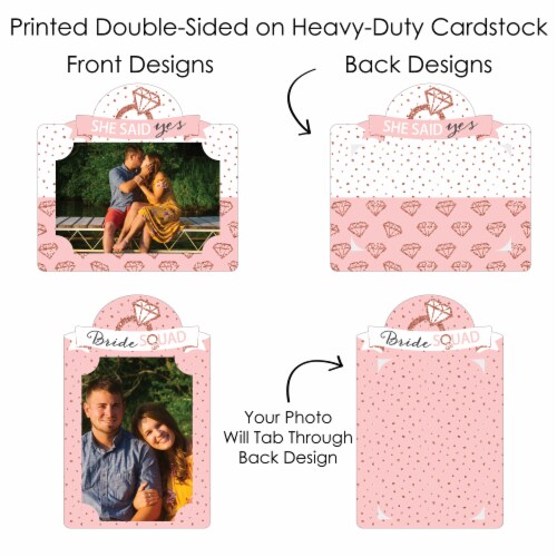 Big Dot of Happiness Bride Squad Rose Gold Bridal - Centerpiece Photo Table Toppers 15 Ct Perspective: left