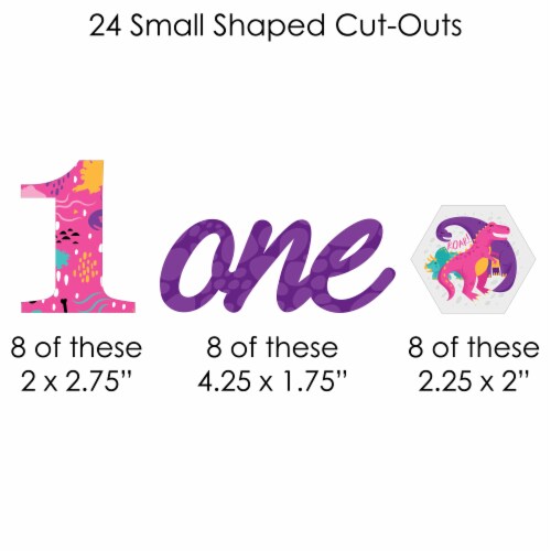 Big Dot of Happiness 1st Birthday Roar Dinosaur Girl Decor Clothespin Garland Banner 44 Pc Perspective: left