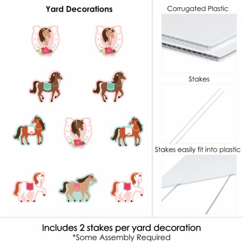 Big Dot of Happiness Run Wild Horses Lawn Decorations Pony Birthday Party Yard Decor 10 Pc Perspective: left
