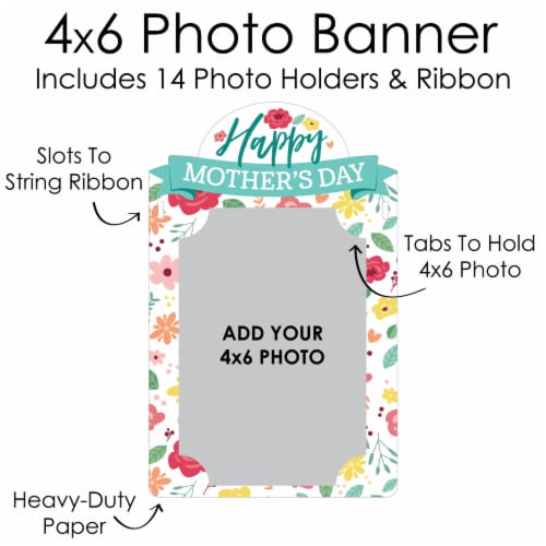 Big Dot of Happiness Colorful Floral Happy Mother's Day Decor - Picture Display Photo Banner Perspective: left