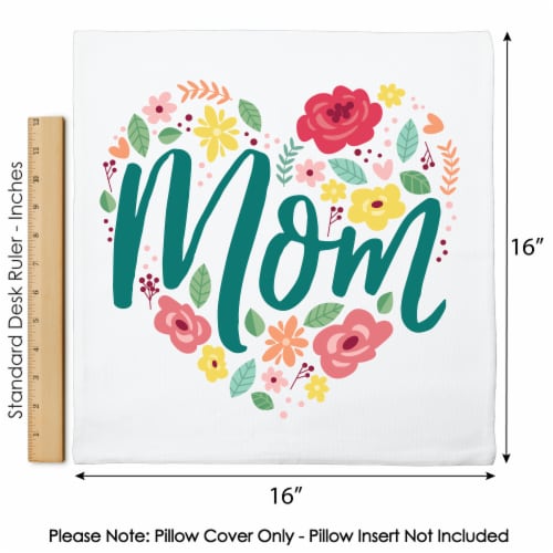 Big Dot of Happiness Colorful Floral Happy Mother's Day - Canvas Throw Pillow Cover 16 x 16 Perspective: left