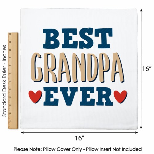 Big Dot of Happiness Grandpa, Happy Father's Day Decor - Canvas Throw Pillow Cover 16 x 16 In Perspective: left