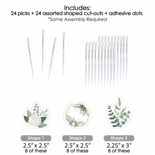 Big Dot of Happiness Boho Botanical Cupcake Toppers Greenery Party Clear Treat Picks Ct Perspective: left