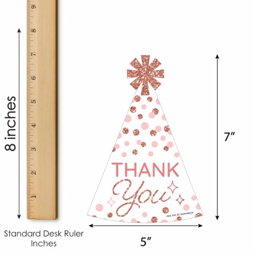 Big Dot of Happiness Pink Rose Gold Birthday - Party Thank You Cards with Envelopes - 12 Ct Perspective: left