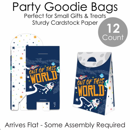 Big Dot of Happiness Blast Off to Outer Space Baby Shower & Birthday Party Goodie Boxes 12 Ct Perspective: left
