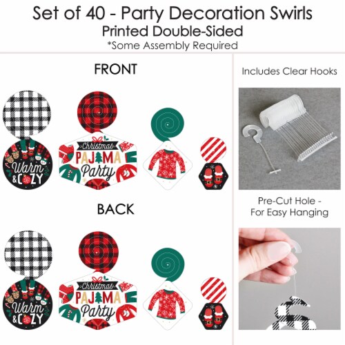 Big Dot of Happiness Christmas Pajamas Holiday Party Decor Party Decoration Swirls 40 Ct Perspective: left