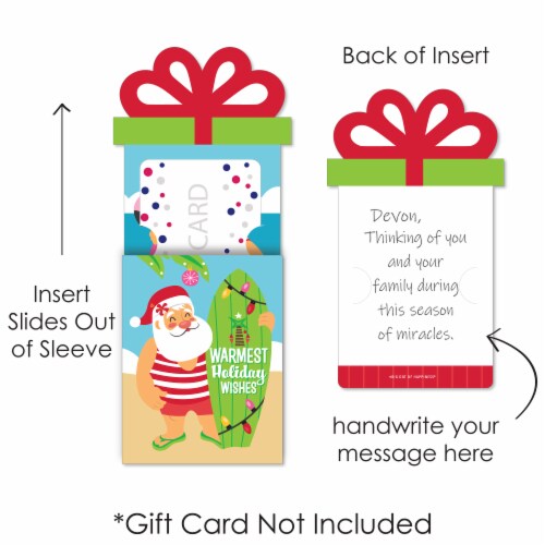 Big Dot of Happiness Tropical Christmas Santa Holiday Money & Nifty Gifty Card Holders 8 Ct Perspective: left