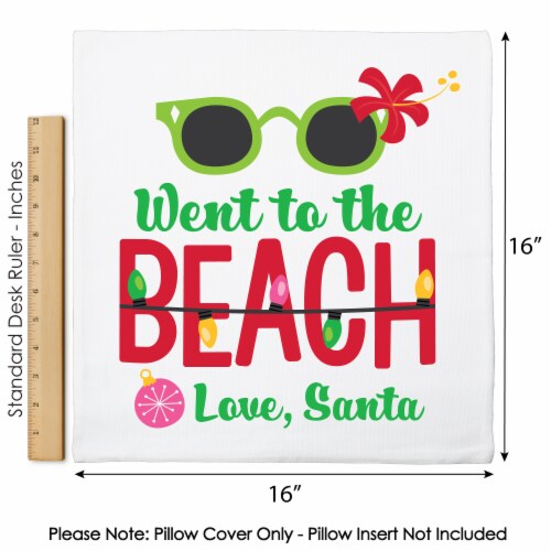 Big Dot of Happiness Tropical Christmas Santa Holiday Decorative Throw Pillow Cover 16  x 16 Perspective: left