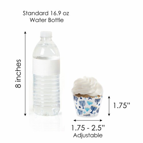 Big Dot of Happiness Hanukkah Menorah Holiday Party Cupcake Wrappers & Treat Picks Kit 24 Ct Perspective: left
