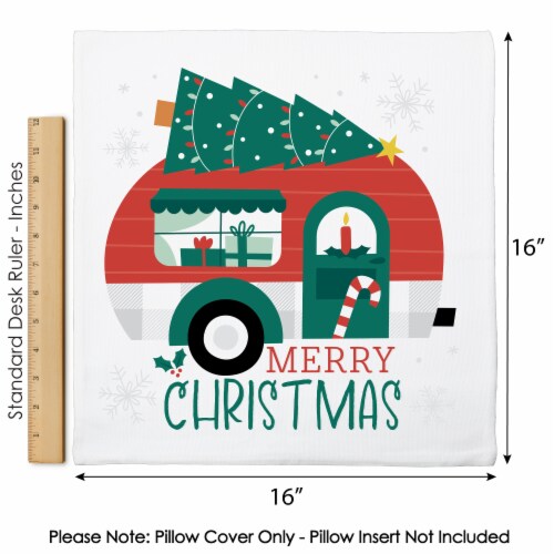 Big Dot of Happiness Camper Christmas Holiday Party Home Decor Throw Pillow Cover 16  x 16 Perspective: left
