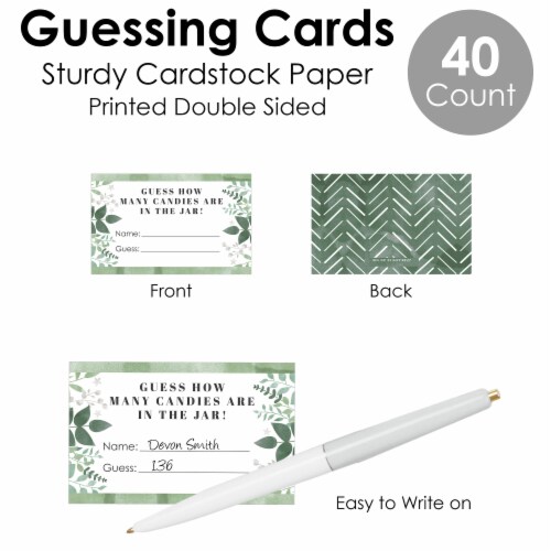 Big Dot of Happiness Boho Botanical Greenery Party 1 Stand & 40 Cards Candy Guessing Game Perspective: left