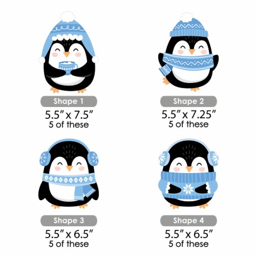Big Dot of Happiness Winter Penguins Decorations Holiday & Christmas Party Essentials 20 Ct Perspective: left