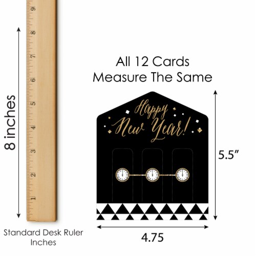 Big Dot of Happiness New Year’s Eve Gold Party Game Pickle Cards Pull Tabs 3-in-a-Row 12 Ct Perspective: left