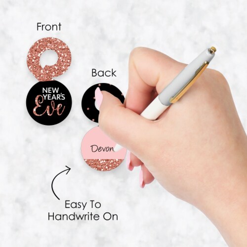Big Dot of Happiness Rose Gold Happy New Year NYE Party Beverage Drink Tags 24 Ct Perspective: left