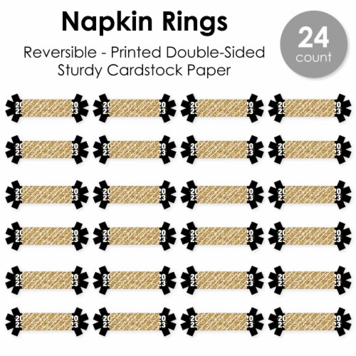 Big Dot of Happiness Hello New Year 2023 NYE Party Paper Napkin Holder - Napkin Rings 24 Ct Perspective: left