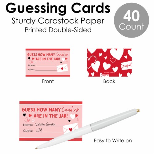 Big Dot of Happiness Happy Valentine’s Day How Many Hearts Party Game Candy Guessing Game Perspective: left
