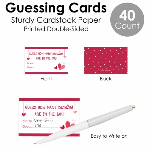 Big Dot of Happiness Happy Galentine's Day - How Many Candies Valentine's Candy Guessing Game Perspective: left