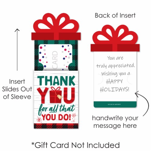 Big Dot of Happiness Holiday Thank You - Christmas Appreciation Nifty Gifty Card Holders 8 Ct Perspective: left