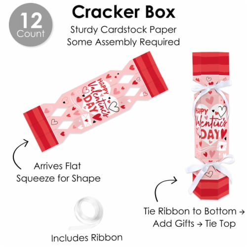 Big Dot of Happiness Happy Valentine’s Day No Snap Hearts Favors DIY Cracker Boxes 12 Ct Perspective: left