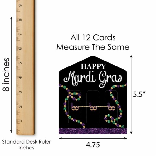 Big Dot of Happiness Mardi Gras Masquerade Party Game Pickle Cards Pull Tabs 3-in-a-Row 12 Ct Perspective: left