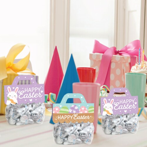 Big Dot of Happiness Spring Easter Bunny Party Favor Bag Labels Candy Bags with Toppers 24 Ct Perspective: left
