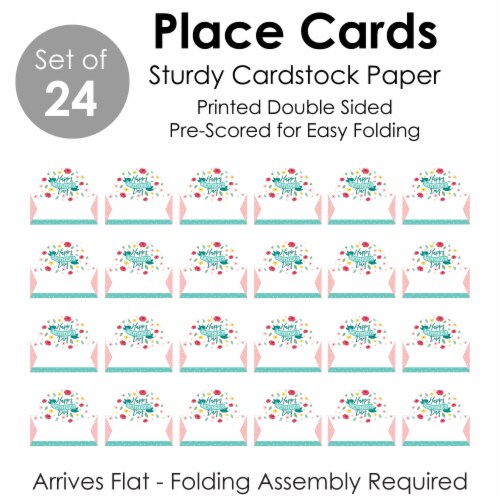 Big Dot of Happiness Colorful Floral Happy Mother's Day We Love Mom Party Place Cards 24 Ct Perspective: left