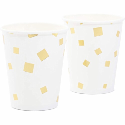 Blue Panda Party Paper Cups with Gold Square Confetti – Pack of 50, 9 oz Perspective: left
