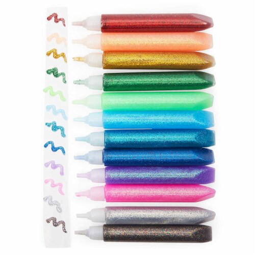 Glitter Glue Pens for Art and Crafts, 12 Rainbow Colors (0.35 oz, 96 Pack) Perspective: left