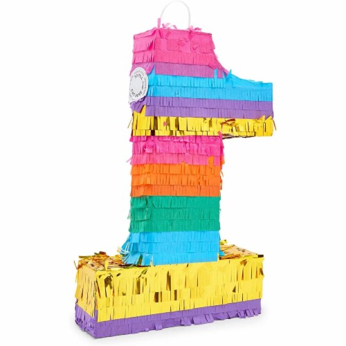 Small Blue Number 1 Pinata Number 1 for 1st Birthday Party 16.5 x 11 x 3 In