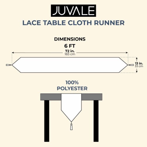 Juvale Lace Table Cloth Runner for Dinners and Parties (13 x 72 in, White) Perspective: left