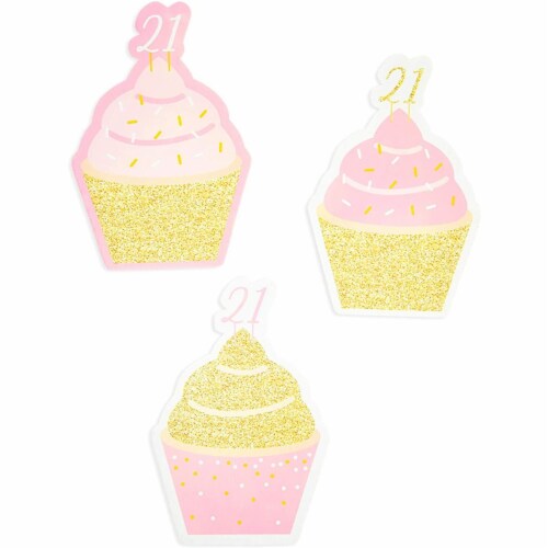 Happy 21st Birthday Yard Signs, Lawn Decorations in 3 Pink Designs (26 Pieces) Perspective: left