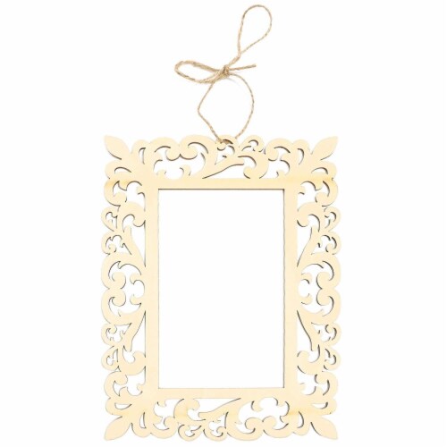 Unfinished Wood Frame Cutout with Jute String (7 x 8.5 in, 3 Designs, 6 Pack) Perspective: left